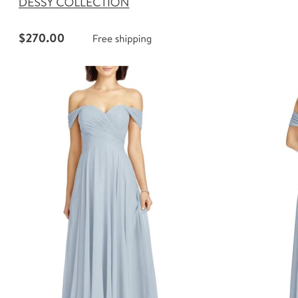 Dessy Lux Off The Shoulder Chiffon Dress - Mist